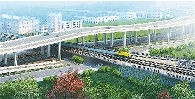 陇海路跨京广铁路货运线效果图